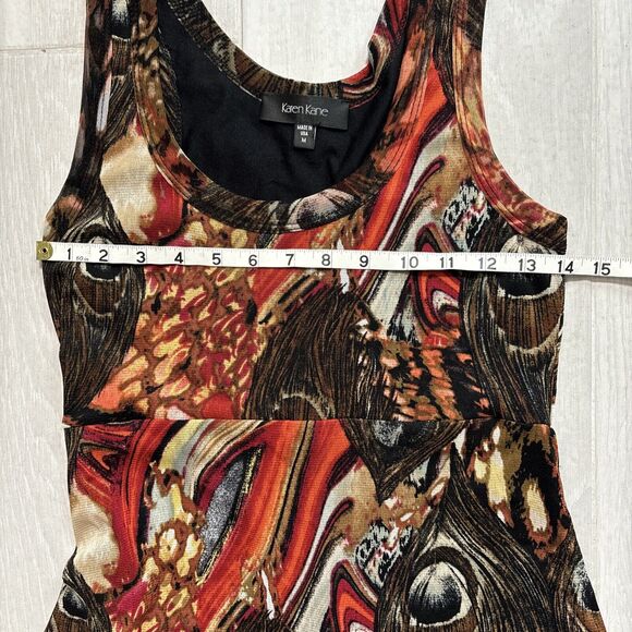 Y2K Abstract Boho Dress M Sleeveless Artsy Print Fall Festival Outfit - Picture 7 of 8